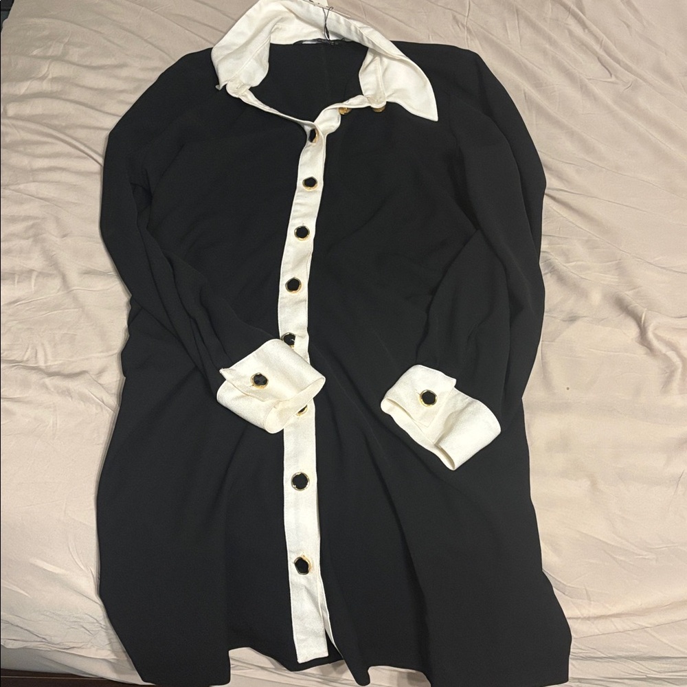 Zara Monochrome Collared Dress
